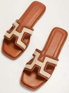NEW VICI BILLINI KALA COLORBLOCK FLATS SANDALS IN BROWN IN TAN SZ 8